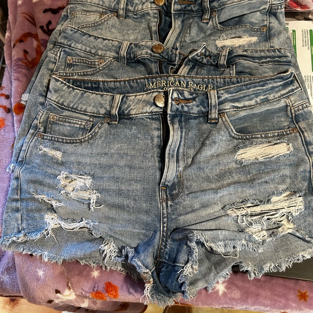 American Eagle Outfitters Distressed Blue Jean Shorts